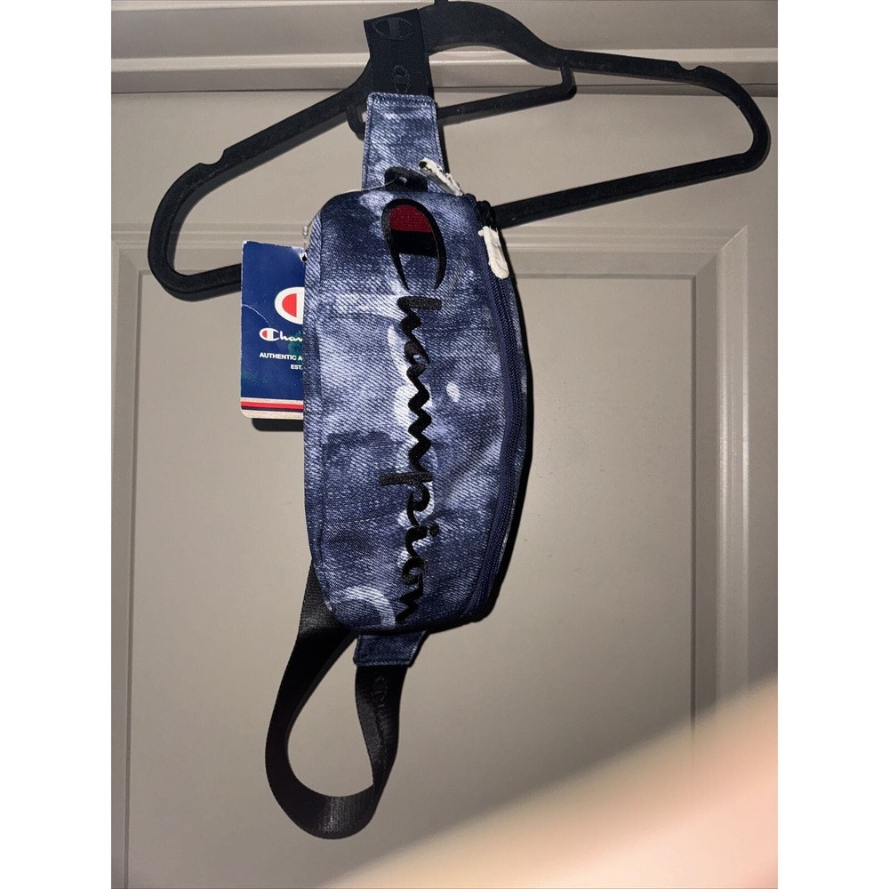 CHAMPION Prime Sling Bag Pack Fanny Pack Blue Waist Belt Large Unisex Spellout